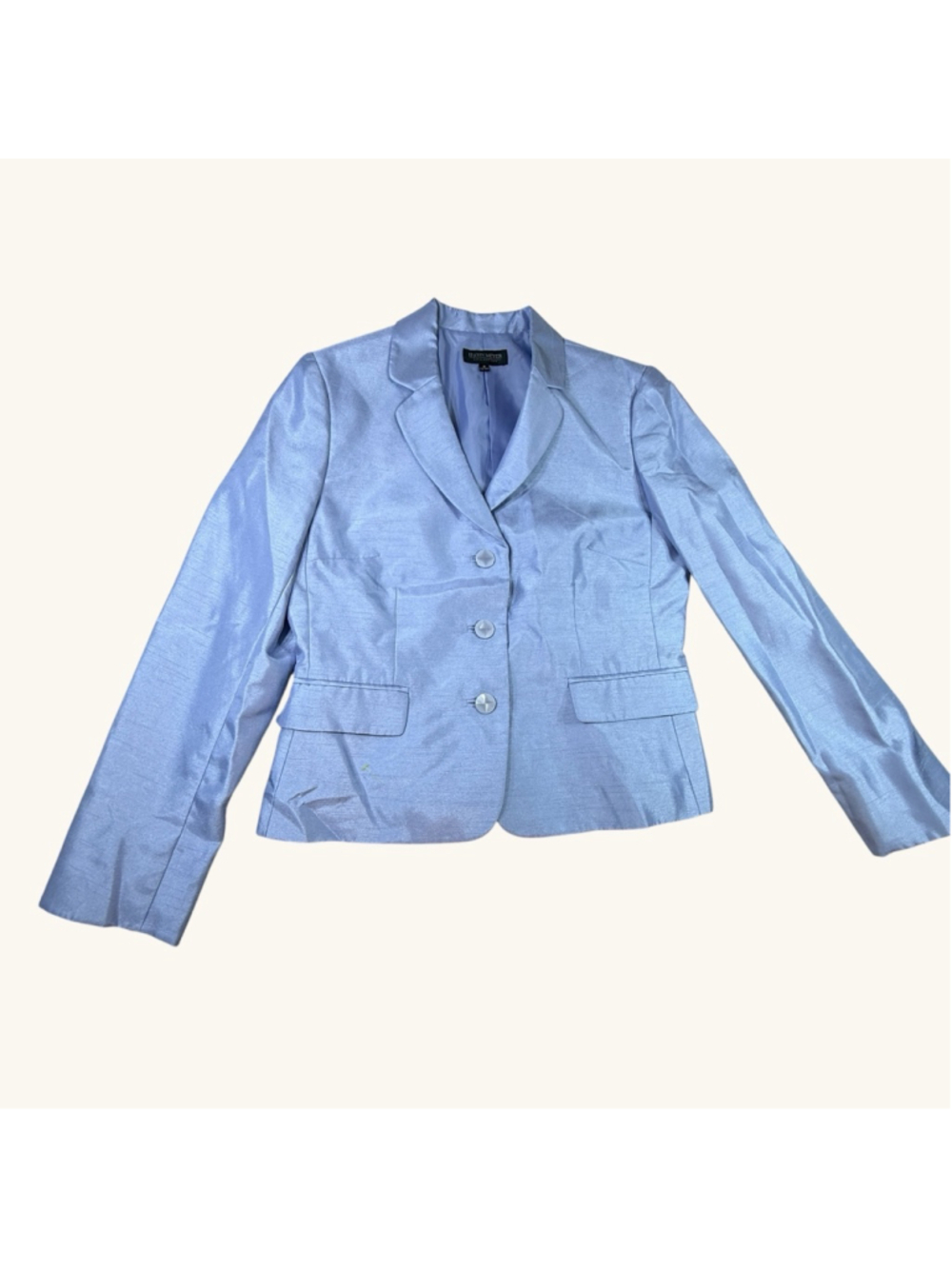 John Meyer Collection 2 Pc Suit Womens 10 Silver Blue Skirt Suit Church Wedding - Picture 9 of 14